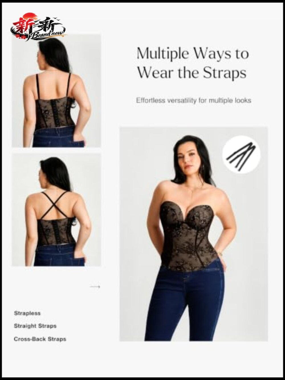 Fully Boned Corset Top with Built-In Bra Convertible Straps Going Out Outfit - Picture 5 of 7